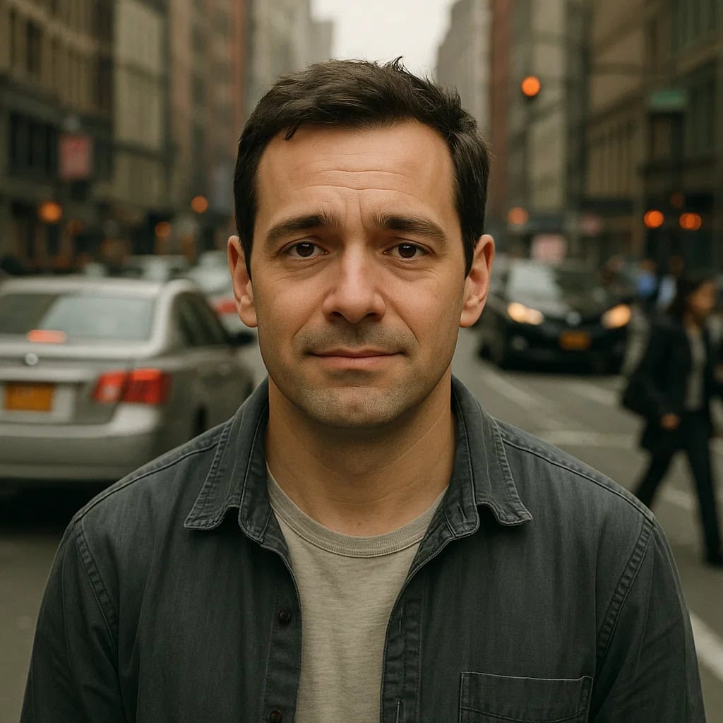 jak rozpoznać, że nadwrażliwość słuchowa ma związek z nerwicą - zdenerwowany mężczyzna stoi na ulicy, w tle widać tłum przechodniów i auta