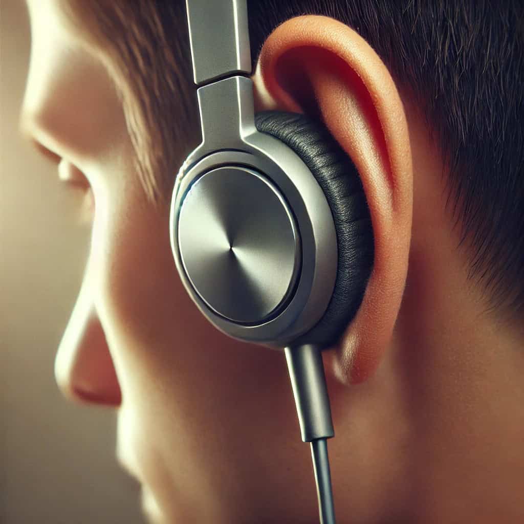 w jaki sposób słyszymy - zbliżenie na ludzkie ucho w słucahwkach