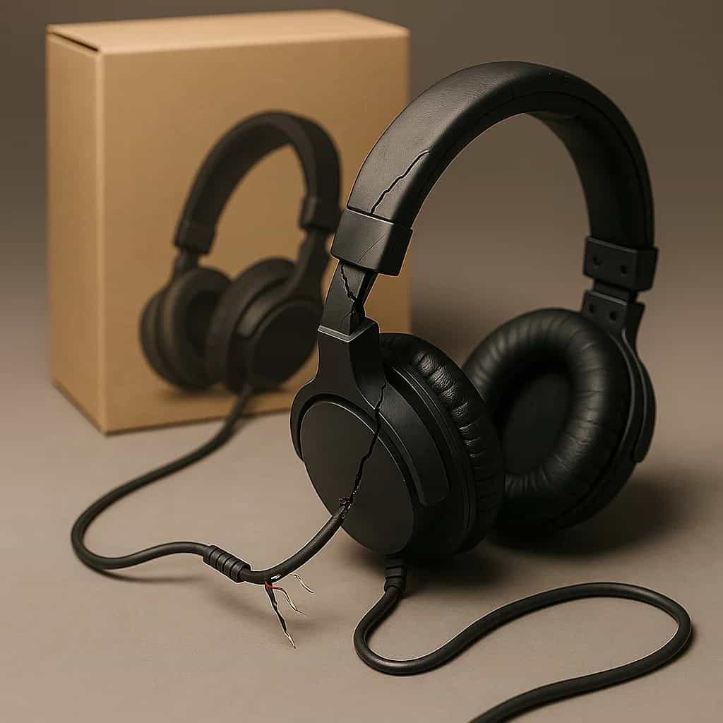 gwarancja słuchawki - model nauszny z przerwanym kablem