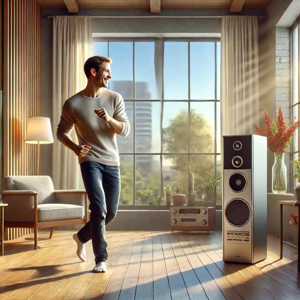 jak głośno można słuchać muzyki w dzień - mężczyzna tańszy do dźwięków z wieży