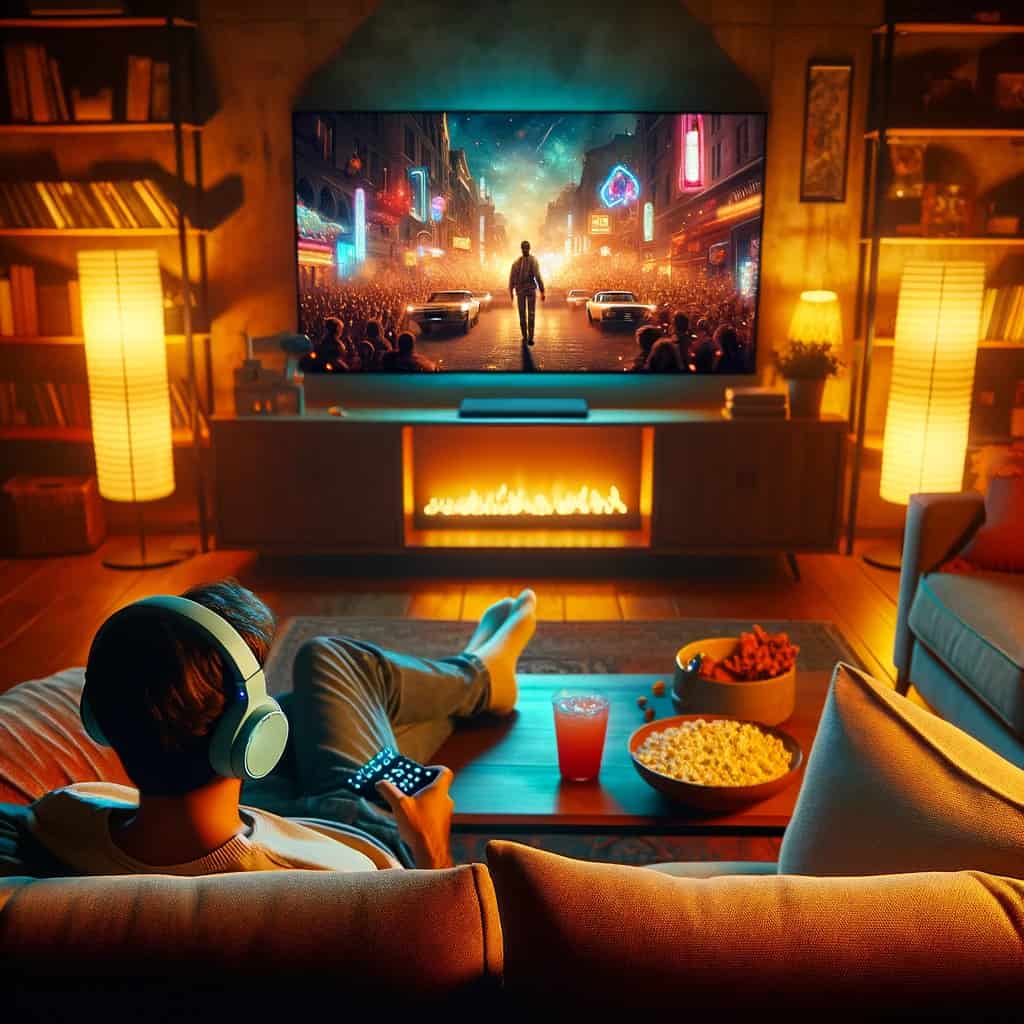 jak włączyć bluetooth w telewizorze samsung - mężczyzna z pilotem oglądający tv