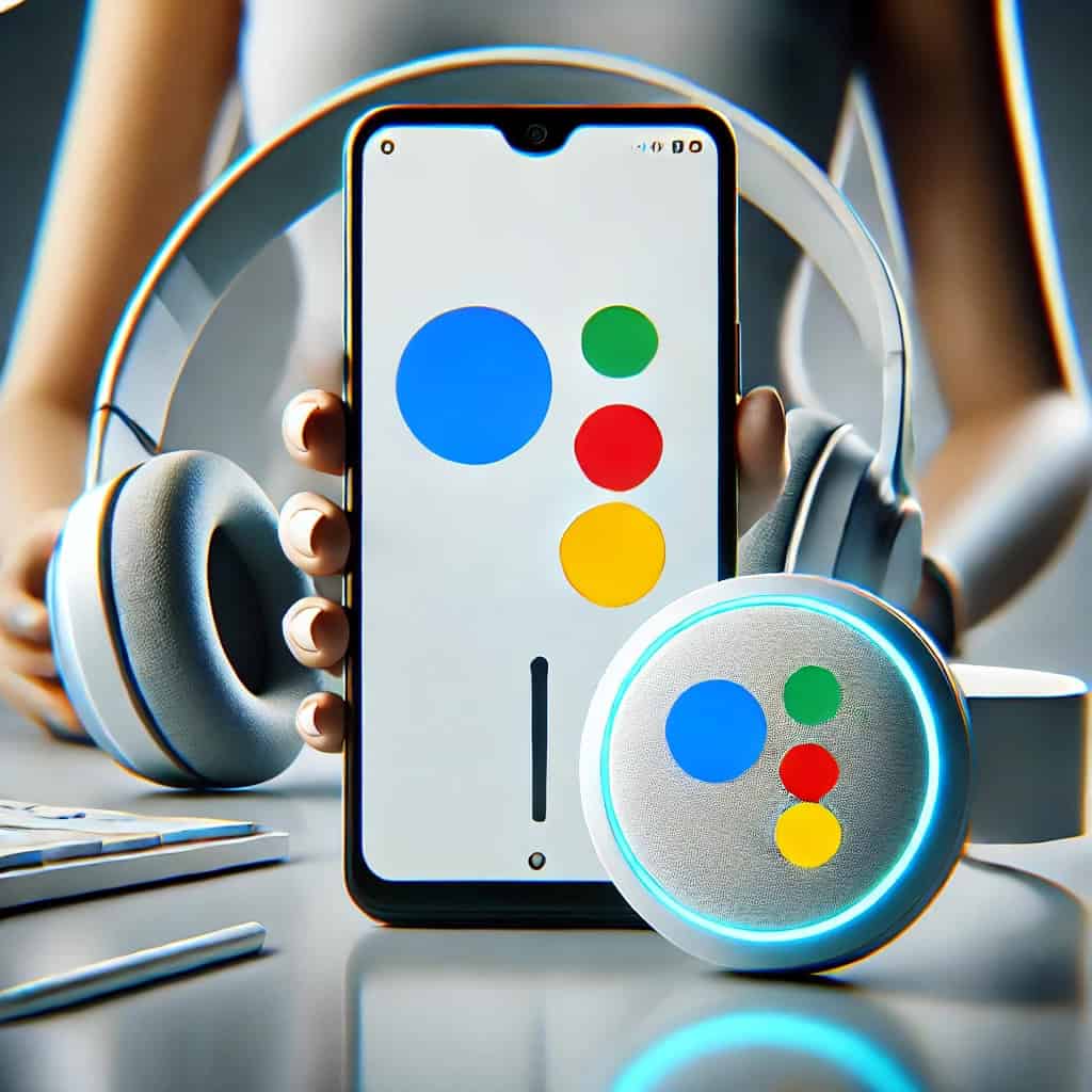 jak wyłączyć asystenta Google w słuchawkach - przykładowy model otacza telefon