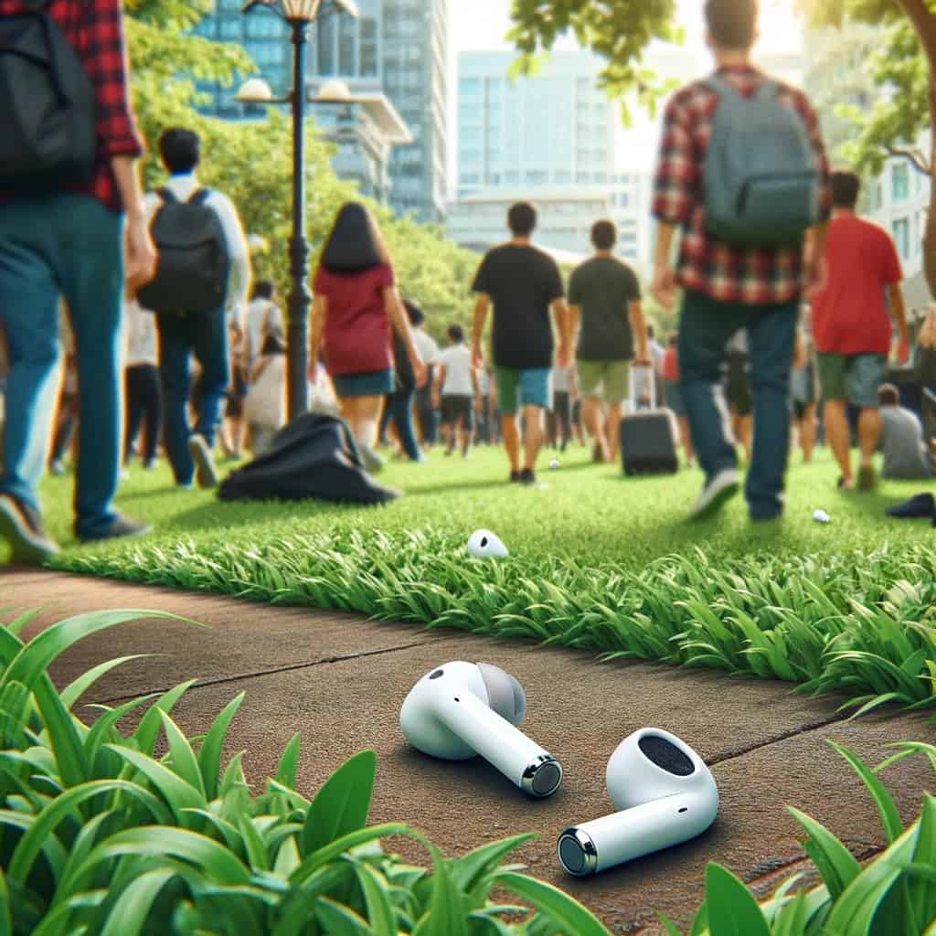 jak znaleźć słuchawki bezprzewodowe. model bluetooth leżący na ścieżce