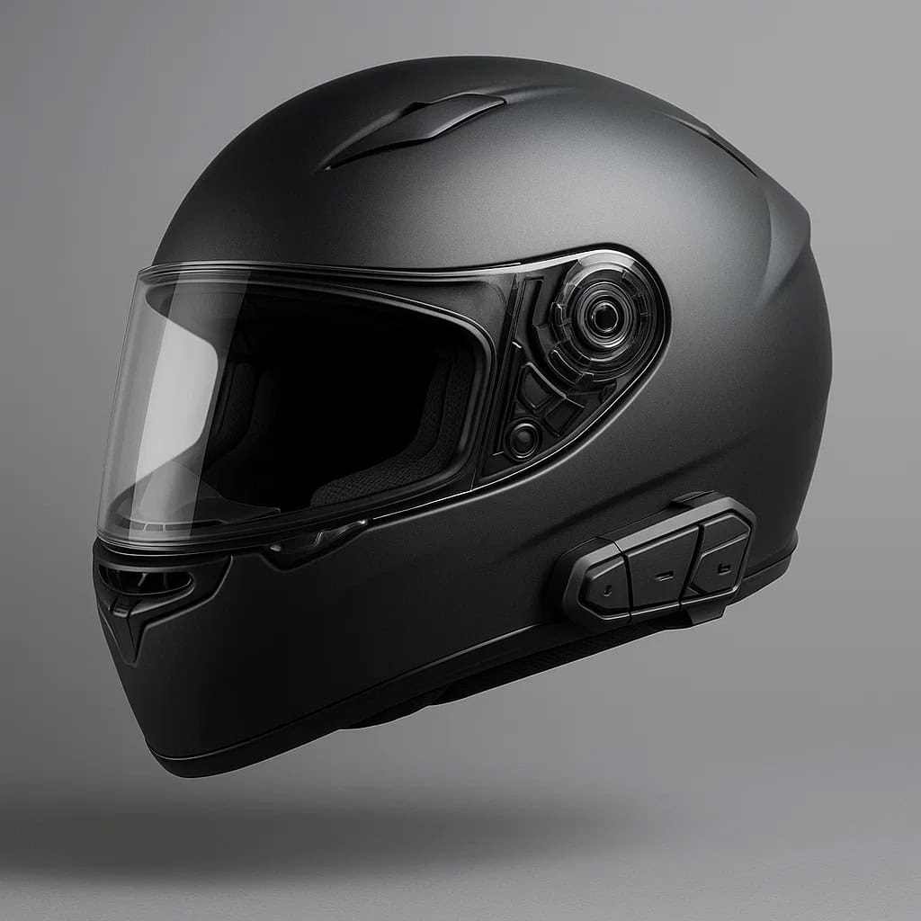 jak zamontować interkom do kasku szczękowego - model z urządzeniem po lewej stronie