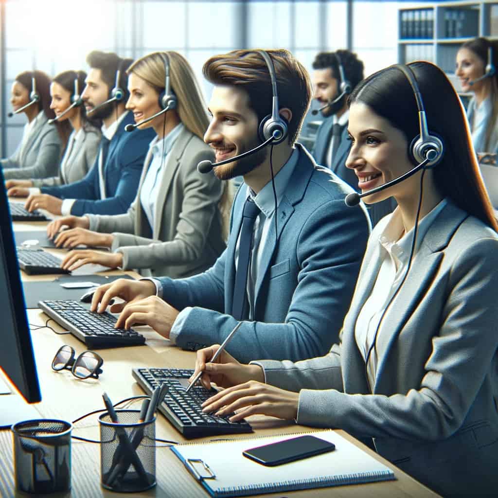 najlepsze słuchawki do call center - zdjęcie przedstawiające pracowników w biurze