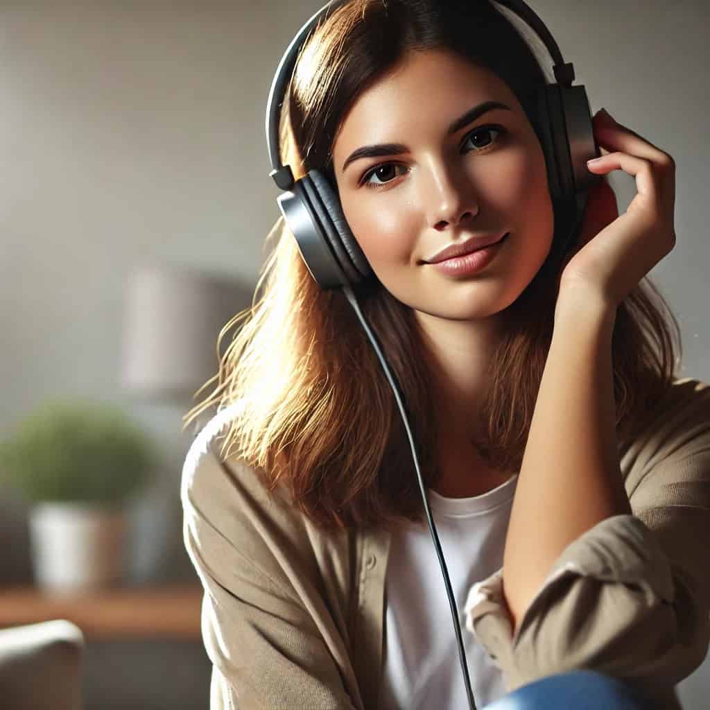 najlepsze słuchawki przewodowe do 100 zł na uszach kobiety