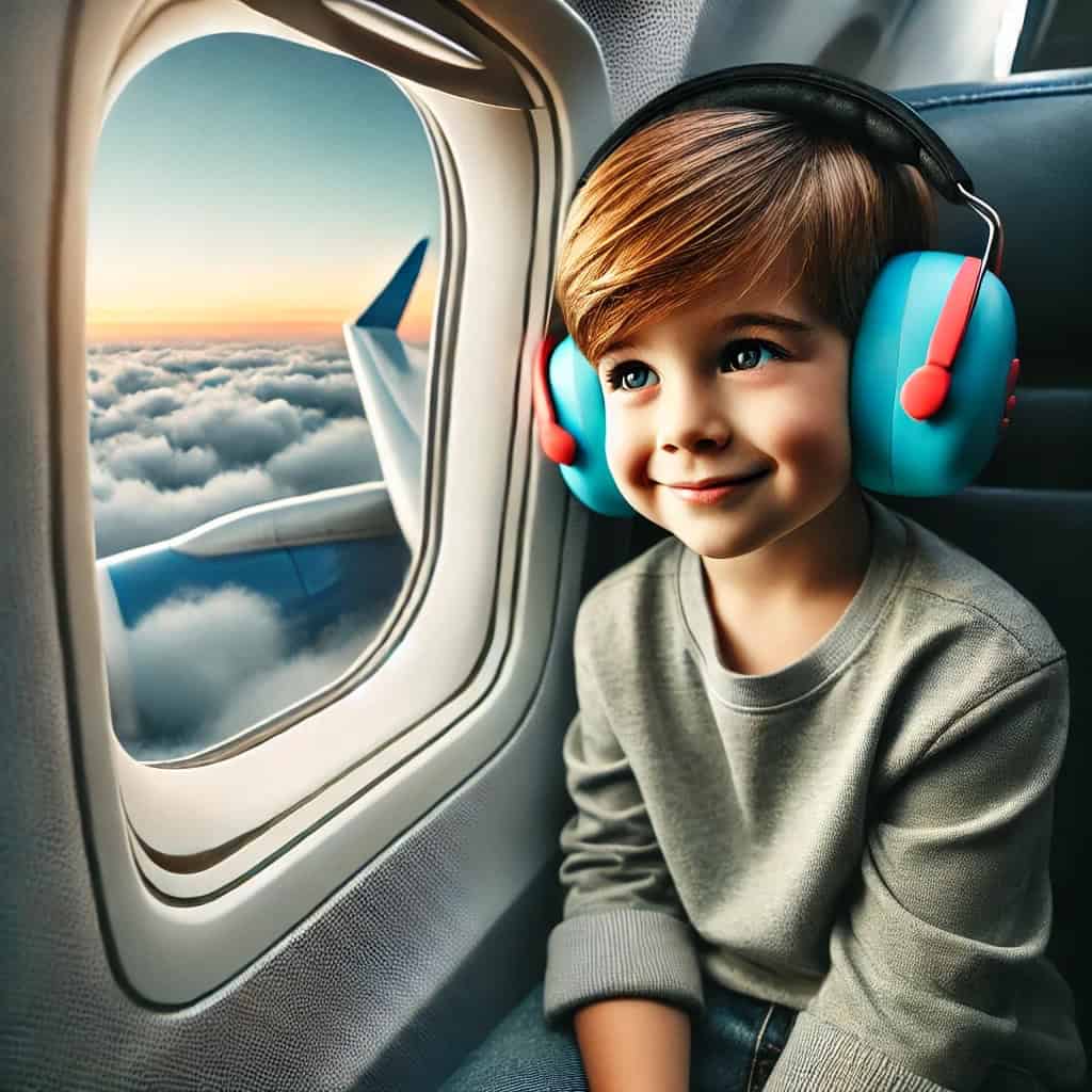najlepsze słuchawki wyciszające dla dzieci ranking przykładowy model na głowie chłopca w podróży