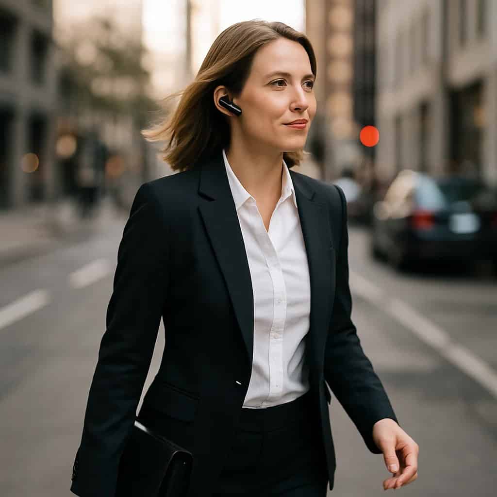 najlepsza słuchawka dla kierowcy w uszach mężczyzny prowadzącego auto