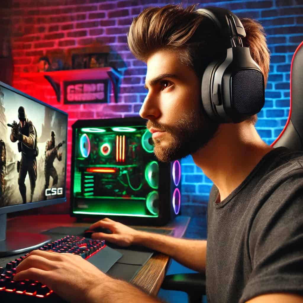 słuchawki do cs go na głowie gracza