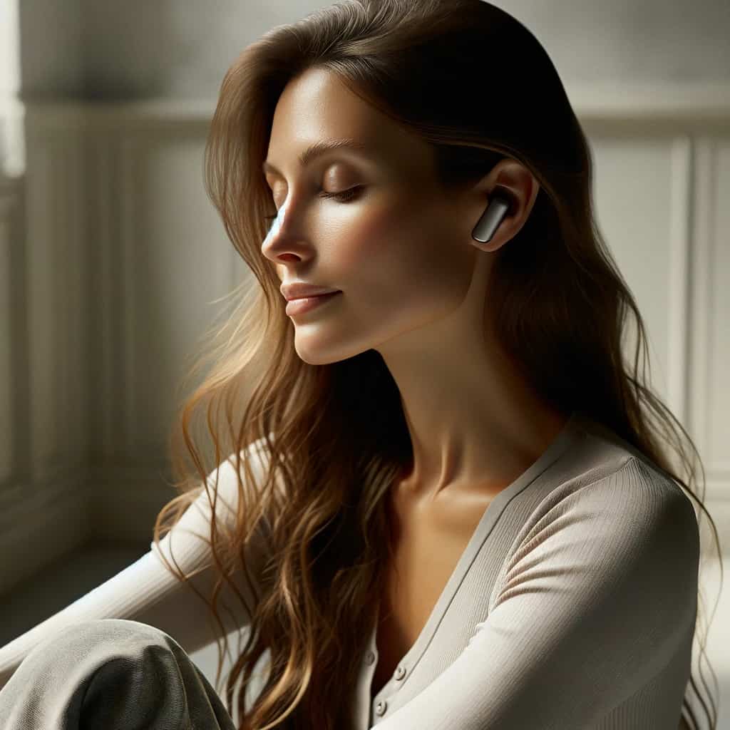 słuchawki dokanałowe ranking w uszach kobiety skoncentrowanej na muzyce