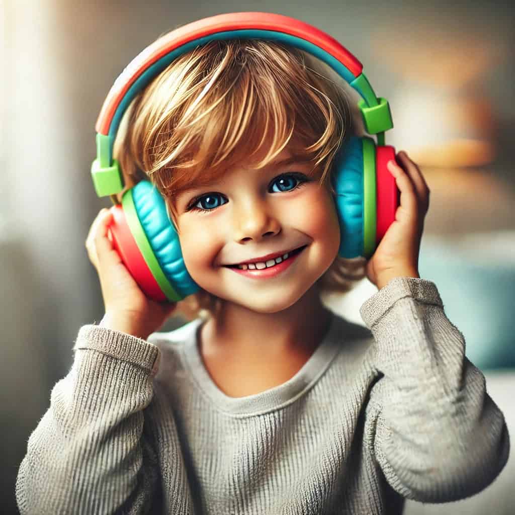 słuchawki dla dzieci nauszne na głowie małego chłopca