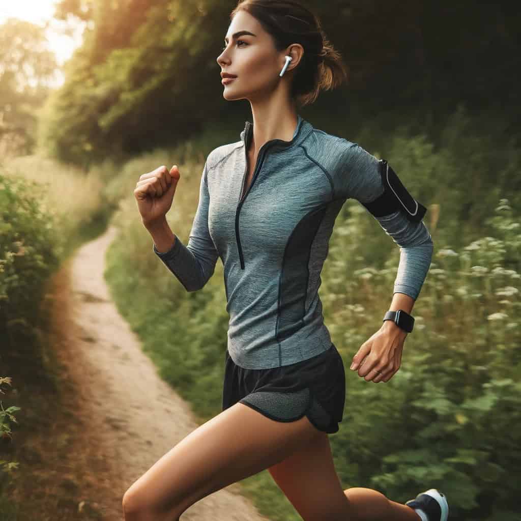 słuchawki dla sportowców - kobieta biegająca w przykładowym modelu dokanałowym