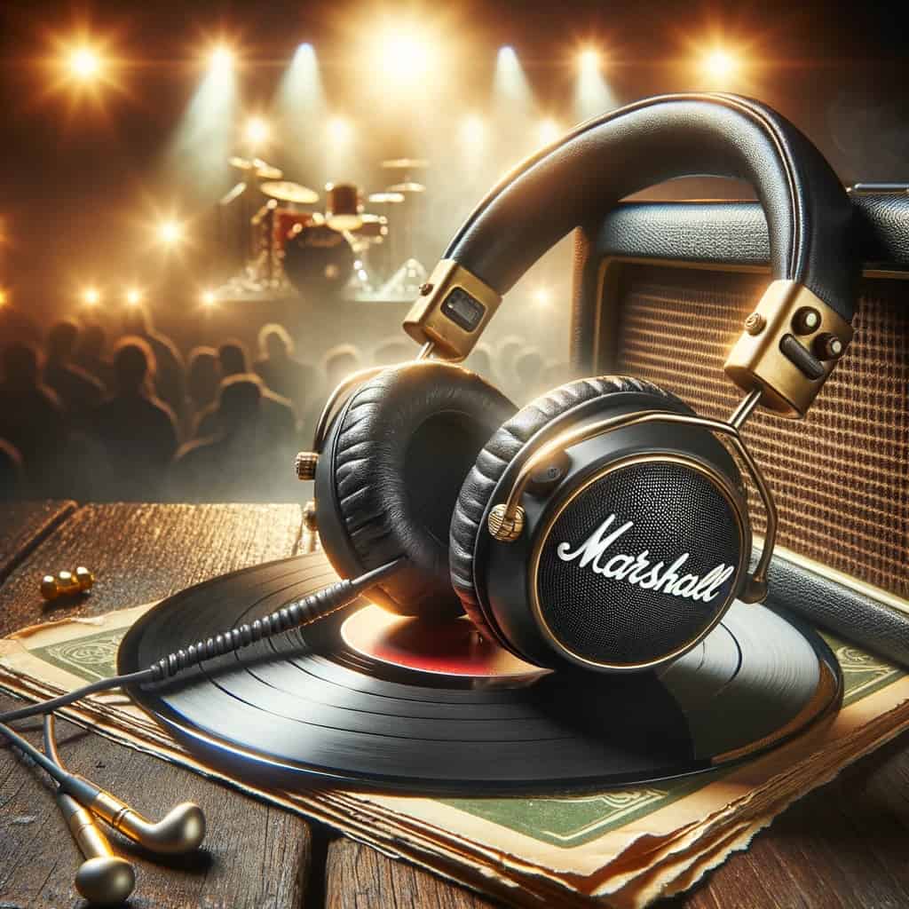 słuchawki nauszne marshall - model słuchawek na płycie winylowej