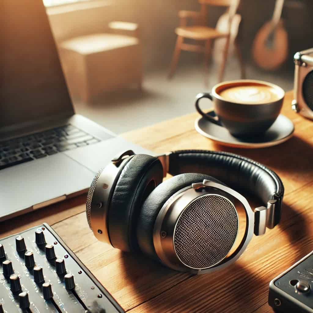 słuchawki półotwarte co to znaczy - przykładowy model leżący na biurku