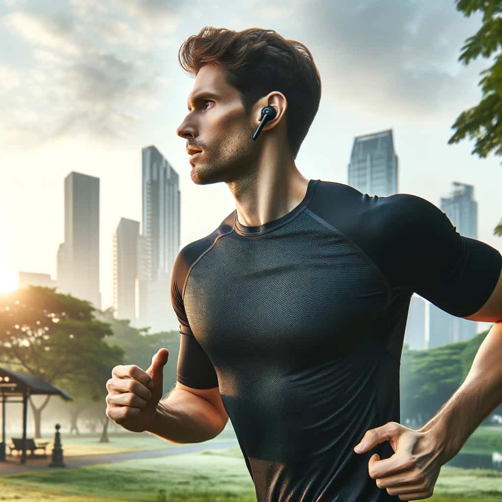 słuchawki tws co to jest - mężczyzna biegający w przykładowym modelu