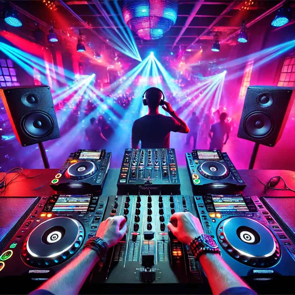 sprzęt dj - przykładowy zestaw didżeja pracującego w klubie