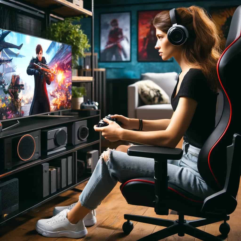jakie słuchawki do playstation - przykładowy model nauszny na głowie graczki