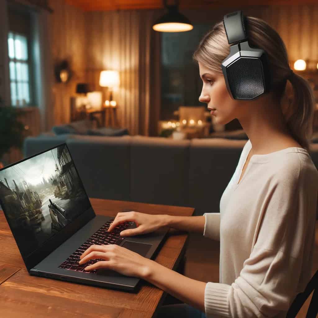 najlepsze słuchawki gamingowe do laptopa na uszach graczki