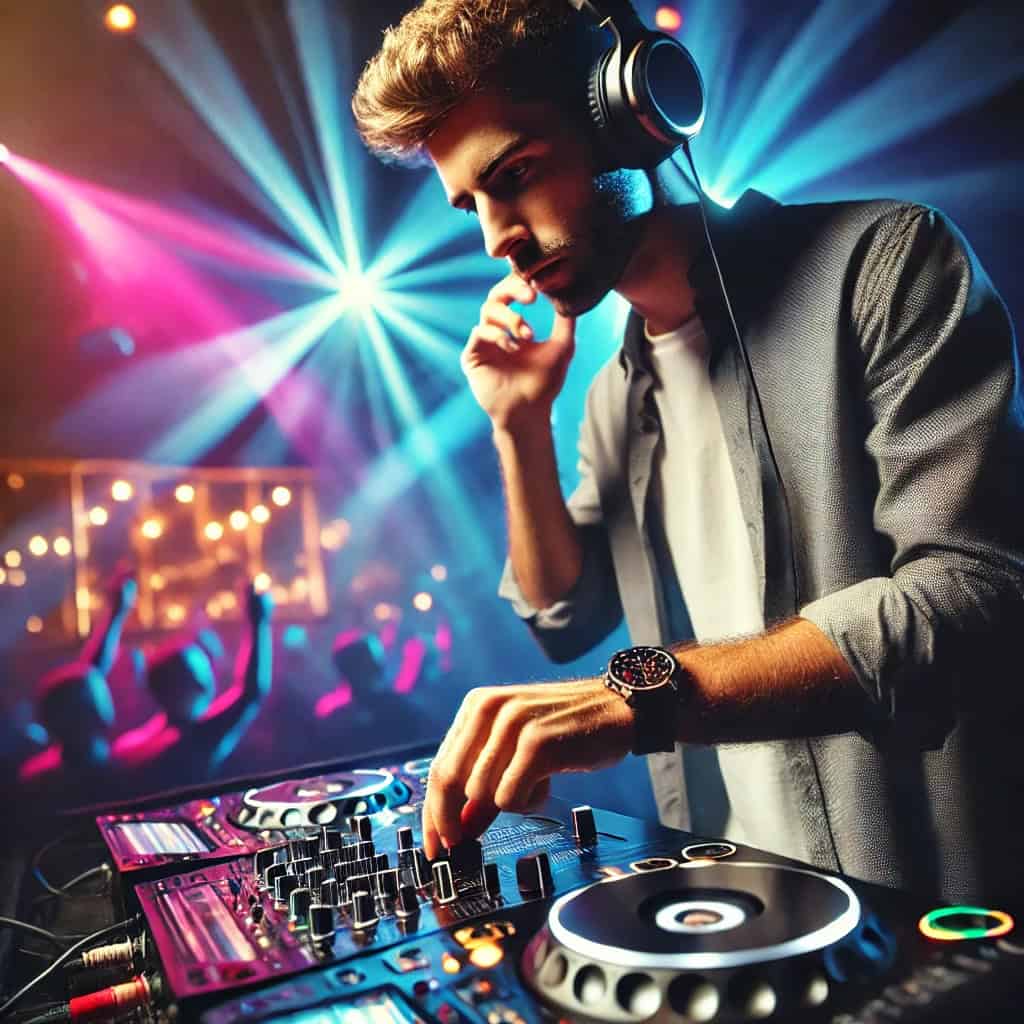 po co dj-om słuchawki - mężczyzna puszcza utwory w klubie
