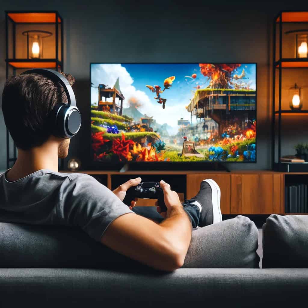 ranking słuchawek do ps4 - przykładowy model na uszach gracza