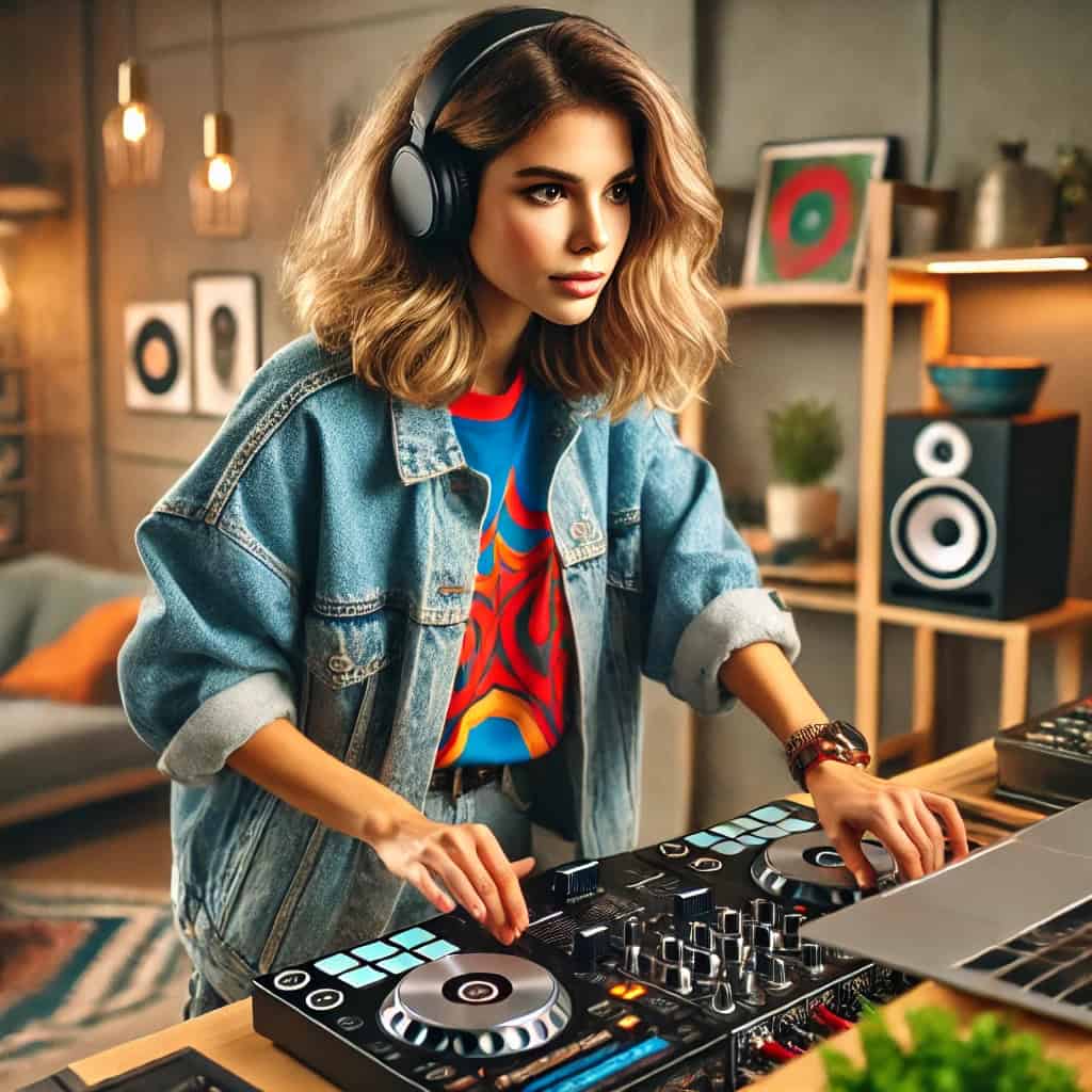 słuchawki do muzyki elektronicznej ranking na głowie kobiety miksującej muzykę w domu