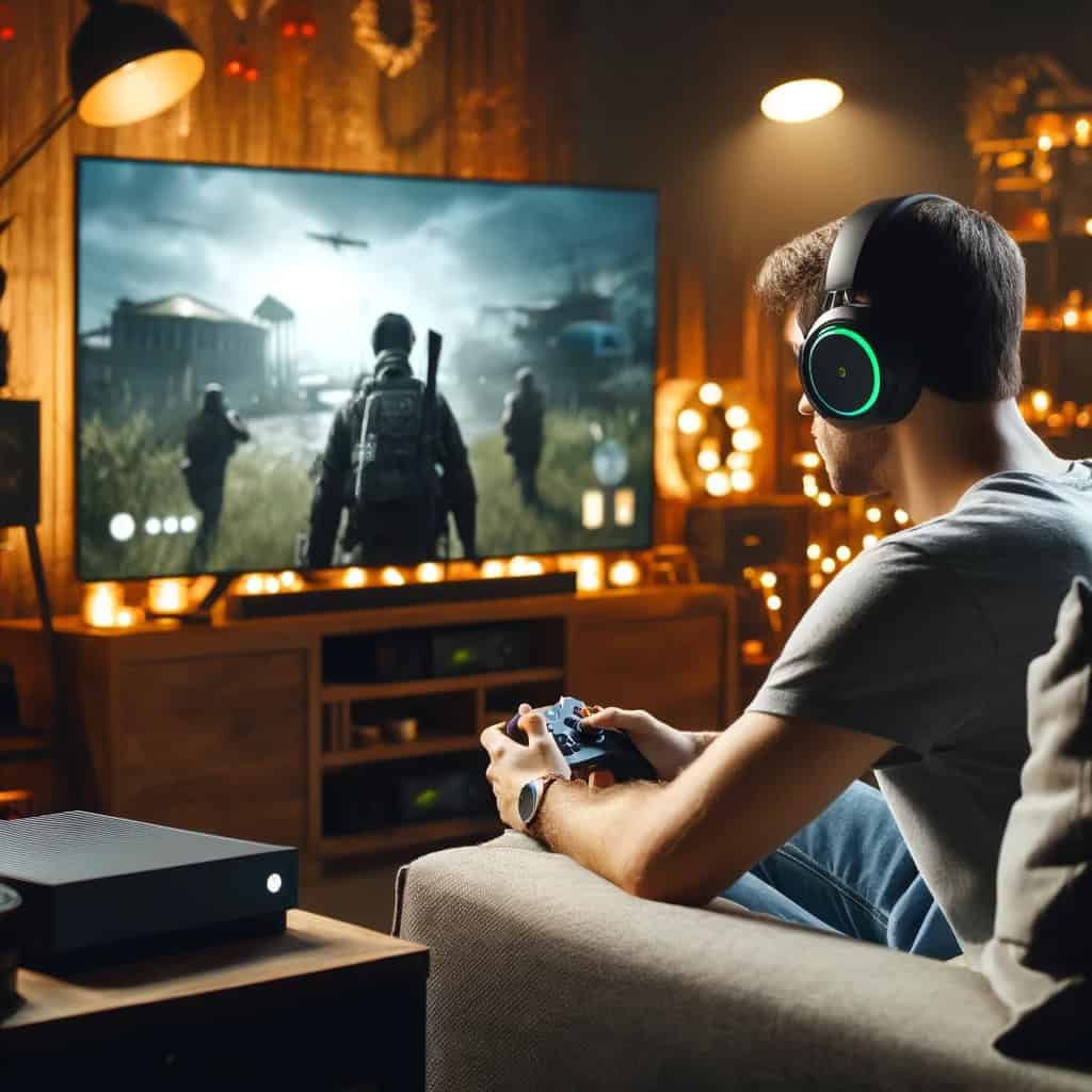słuchawki do xbox ranking - przykładowy model na głowie gracza