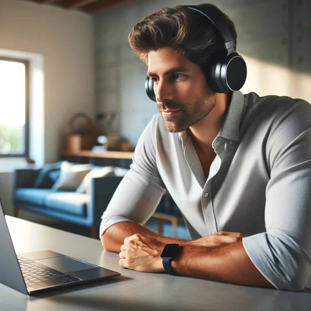 słuchawki nauszne do laptopa na głowie mężczyzny