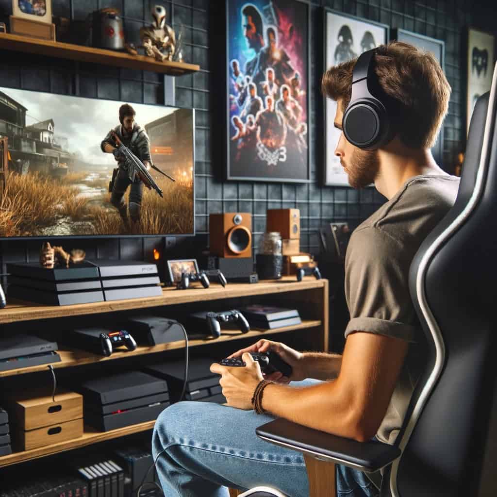 słuchawki playstation na głowie gracza