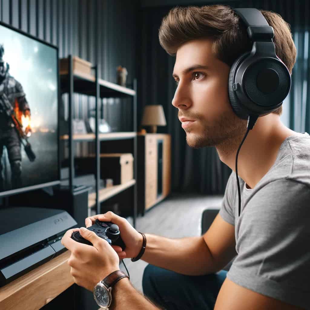 słuchawki ps3 na głowie gracza
